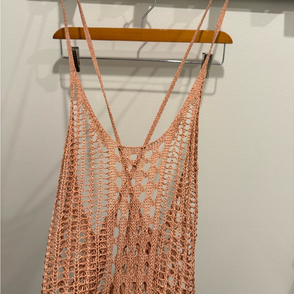 Cupshe Apricot Crochet Knit Coverup Dress
